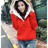 fashion เสื้อกันหนาวมีฮู้ด สีแดง ผ้าไหมพรม สีสดใส น่ารักๆ