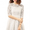 Splicing Color Chiffon Short Sleeve Mini Women - Dresses(White)