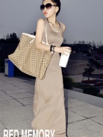 MAXI DRESS ชุดเดรสยาวใส่เที่ยว ทำงาน สีน้ำตาล แขนกุด เปิดหลัง ใส่ออกงานได้ เซ็กซี่ น่ารักๆ ASIA STREET FASHION