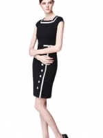 Bodycon Short Sleeve Midi Womens Dresses Online (Black)