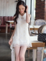 DRESS แฟชั่นชุดเดรสคุณภาพผ้าลูกไม้ แบรนด์ R.J STRORY โทนสีขาวสดใส ใส่ออกงาน ใส่เที่ยวน่ารัก Asia Street Fashion