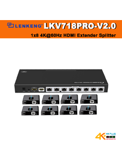 Lenkeng LKV718PRO-V2.0 1×8 HDMI Extender Splitter