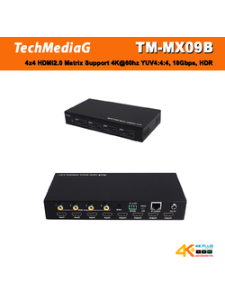 TM-MX09B 4x4 HDMI2.0 Matrix Support 4K@60hz YUV4:4:4, 18Gbps, HDR