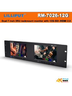 Lilliput RM-7026-12G Dual 7 inch 3RU rackmount monitor with 12G-SDI /HDMI 2.0