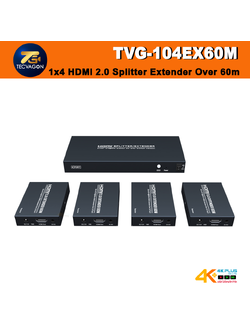 TECVAGON TVG-104EX60M 1x4 HDMI 2.0 Splitter Extender Over 60m