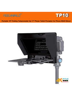 Feelworld TP10 Portable 10" Folding Teleprompter Up 11" Phone Tablet Prompter for Phone DSLR Shoot