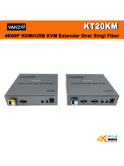 VANZEL KT20KM 4K60P HDMI/USB KVM Extender Over Single Fiber Cable 20KM