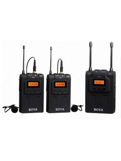 BOYA BY-WM8 UHF Dual-Channel Wireless System ไมค์ไร้สายแบบ 2 ไมค์ตัวส่ง 1 ตัวรับสัญญาณ