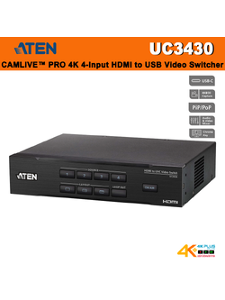 ATEN UC3430 CAMLIVE PRO 4K 4-Input HDMI to USB Video Switcher