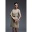 DRESS ชุดเดรสทํางาน สีเบจ สีนู๊ด แขนห้าส่วน แฟชั่นสวยๆ พร้อมเข็มขัด ASIA STREET FASHION