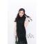 แฟชั่นชุดเซ็ทสีดำ เสื้อครอปแขนกุด + กระโปรงยาวเอวสูง ผ้าลูกไม้