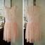 dress ชุดเดรสแฟชั่นผ้าชีฟอง แต่งผ้าลูกไม้ แขนกุด ใส่ทำงาน สีชมพู ลายดอกไม้ ใส่ออกงาน น่ารัก