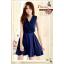 dress ชุดเดรสแฟชั่น ผ้าชีฟอง สีน้ำเงิน ใส่ทำงาน สม็อคช่วงอกด้านหลัง ใส่ออกงานได้ น่ารักมากๆ ค่ะ