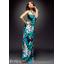 maxi dress - ชุดเดรสยาว สายคล้องคอ แต่งลายใบไม้สวยโดดเด่นทั้งชุด ลายโทนเขียว ขาว น้ำเงิน ใส่เที่ยว สามารถใส่ออกงานได้ สวยมากๆ ค่ะ Asia Street Fashion