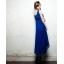maxi dress - ชุดเดรสยาวแขนกุด คอวี สีน้ำเงิน ใส่เที่ยว ทำงาน ผ้าชีฟอง สามารถใส่ออกงานได้ Asia Street Fashion