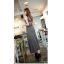 maxi dress-ชุดเดรสยาวแฟชั่น ใส่เที่ยว ชุดทำงาน สีเทา แขนกุด ผ้า Cotton ด้านหลังแต่งตาข่าย กระโปรงพริ้ว ใส่ออกงานได้ เซ็กซี่ Asia Street Fashion