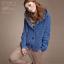 fashion เสื้อกันหนาวไหมพรม แฟชั่น มีฮู้ด สีน้ำเงิน น่ารักๆ
