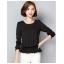 เสื้อทำงานผู้หญิงสีดำ วันสบายๆ คอกลม แขนยาว เอวจั๊มแต่งระบาย สวย น่ารักๆ