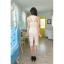 Fashion on art เดรสทรงเข้ารูป เปิดไหล่ ผ้ามิลิน - สีครีม