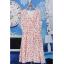DRESS ชุดเดรสแฟชั่นใส่ออกงาน แขนกุด ผ้าชีฟอง พื้นสีครีมลายดอกไม้ ใส่ทำงานได้ ASIA STREET FASHION