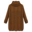 Ready4Girl เสื้อสเวตเตอร์คอพับใหญ่ ไหมพรมนิ่มถักลายนูน ( สีน้ำตาล )