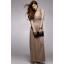 maxi dress เดรสยาว ออกงาน สีน้ำตาล คอวี ผ้าคอตตอน เซ็กซี่ ใส่ไปงานแต่ง สวยๆ