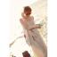 maxi dress ชุดเดรสยาวแขนกุด ผ้าชีฟอง ใส่ไปงานแต่งงาน สีแอพพริคอท แต่งพริ้วอัดพลีทรอบอก ใส่ออกงาน Asia Street Fashion