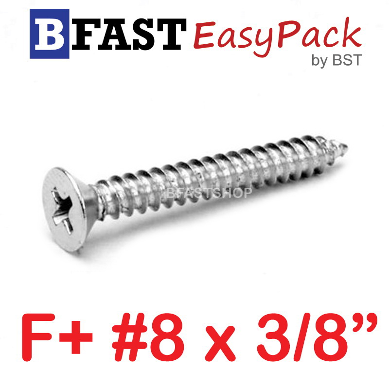 สกรูเกลียวสแตนเลส F+ SUS # 8 X 3/8" (15 ตัว/ถุง)