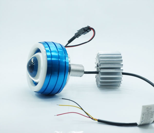LEDโปรเจคเตอร์ไฟหน้ารถมอเตอร์ไซค์18Wไฟวงแหวนเดี่ยวสีแดงฟ้า