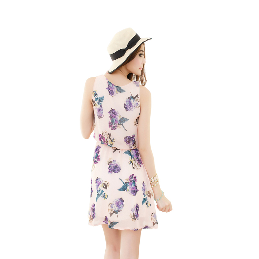 fashionstory เดรสทรงบอลลูน เนื้อชุดเดรสยาวพิมพ์ลายกุหลาบ -สีชมพูโอรส