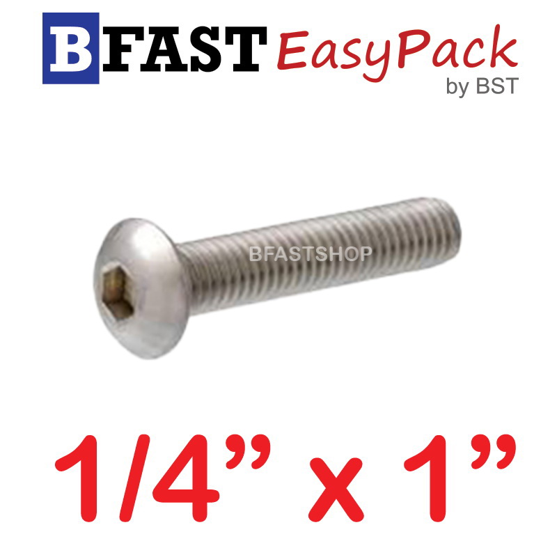 สกรูหัวจมกลมสแตนเลส SUS 1/4" x 1" ( 4 ตัว/ถุง )