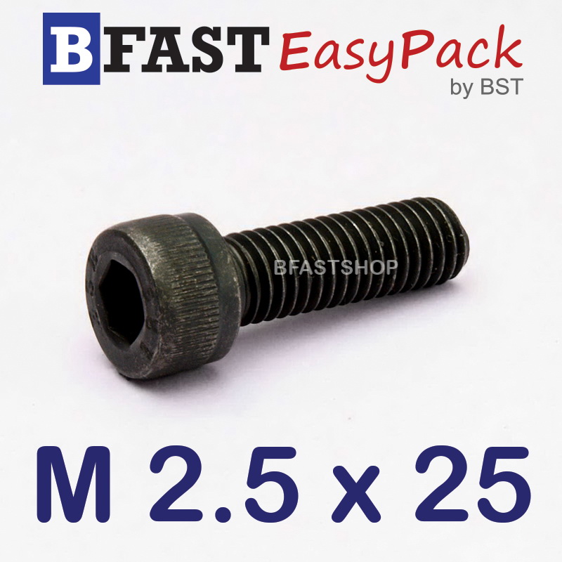 สกรูหัวจมดำ M 2.5 x 25 (10 ตัว/ถุง) *เกลียวตลอด*