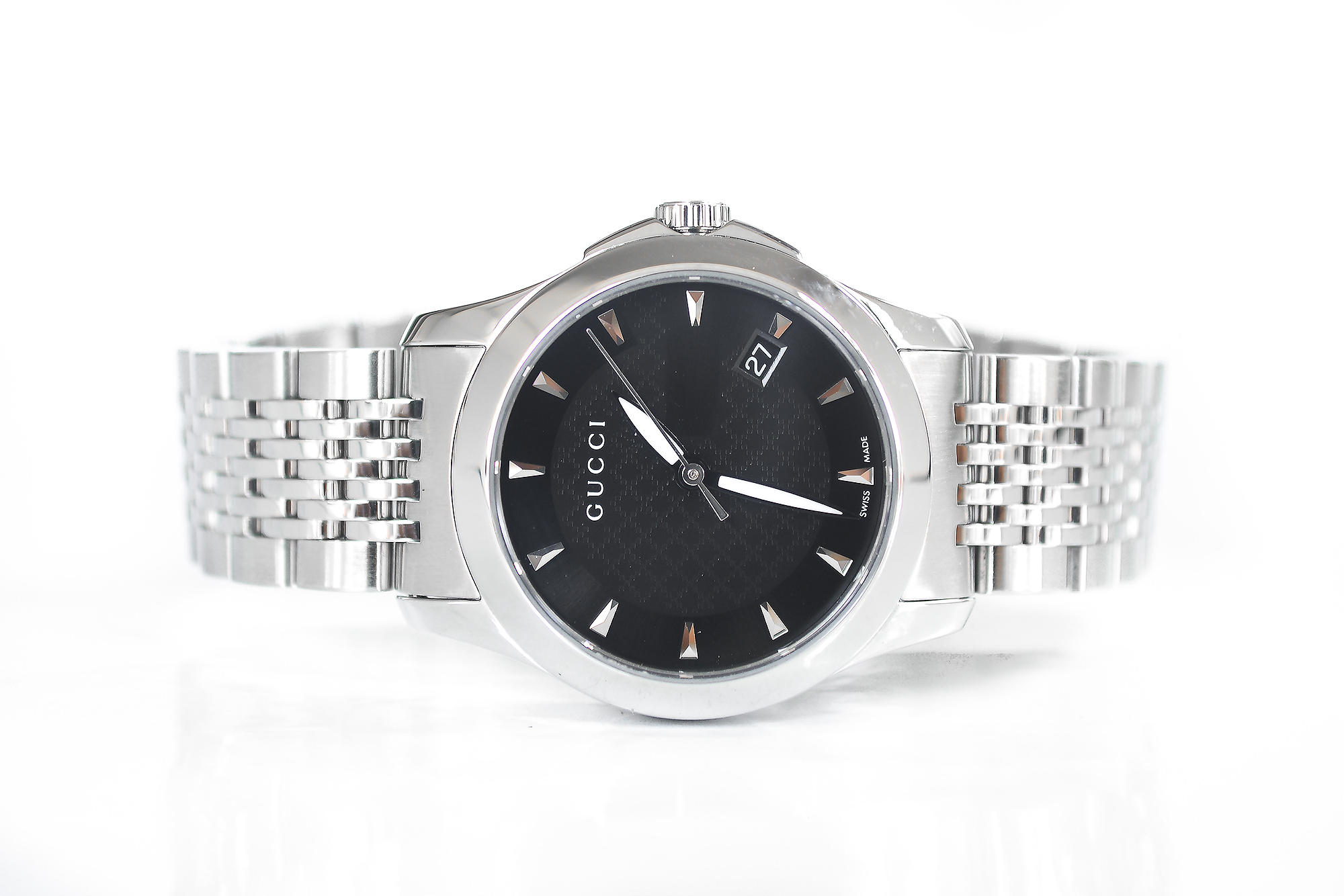 Gucci G Times Stainless Steel Quartz Ladies หน้าดำ (Sold)