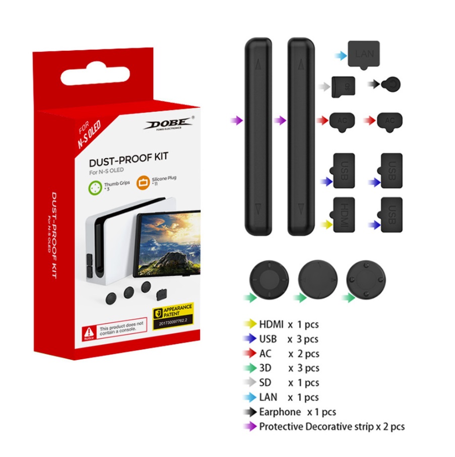 DOBE Dust Proof kit for Swtich&OLED ชุดยางกันฝุ่น 14 ชิ้น
