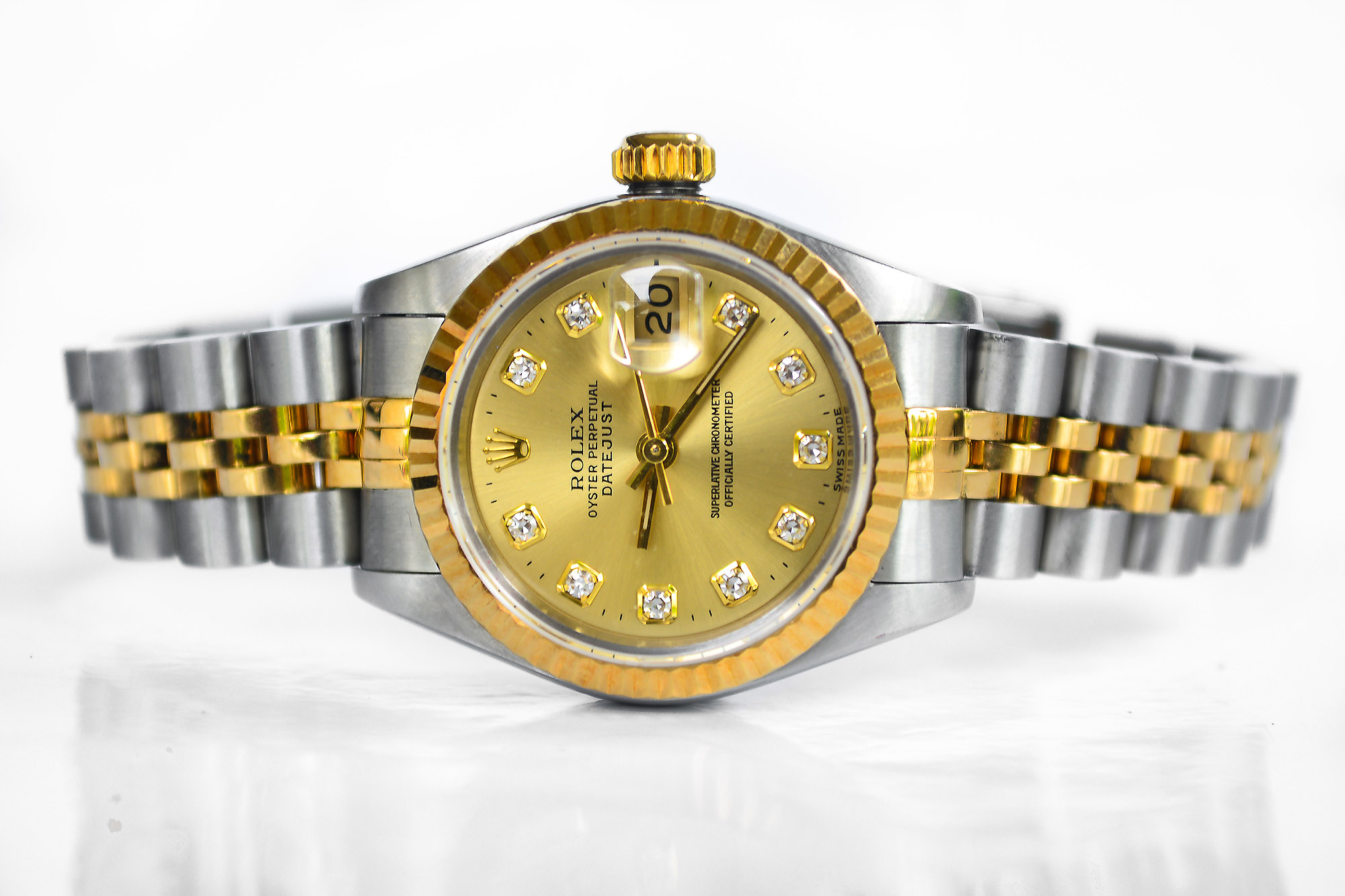 Rolex Date-just Ladysize 2tone Series 6 เบ้าใหญ่ หลักเพชร