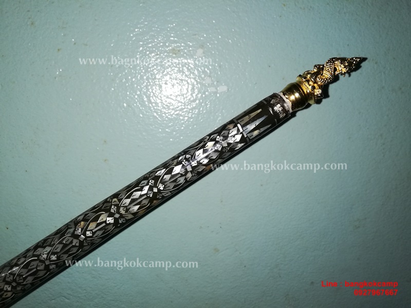 ไม้ครู หรือไม้ถือประดับมุข หัวนารายณ์ทรงสุบรรณ(นารายณ์ทรงครุฑ) ท้ายพญานาค ชุบทอง