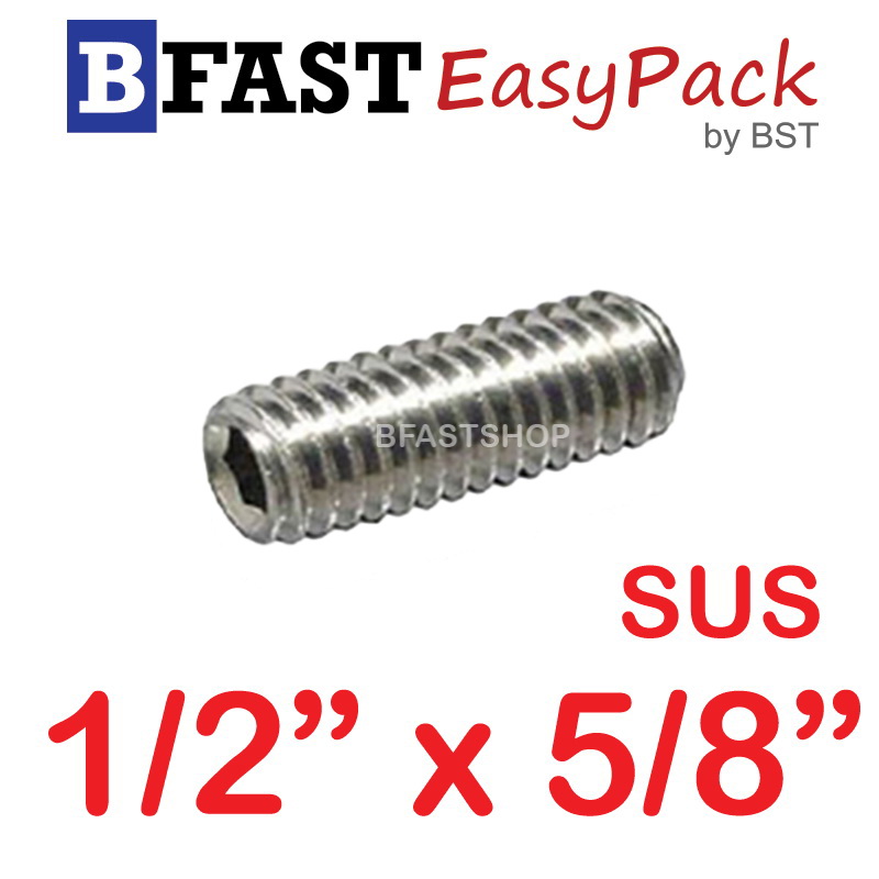 สกรูตัวหนอนสแตนเลส SUS 1/2 x 5/8" (4 ตัว/ถุง)