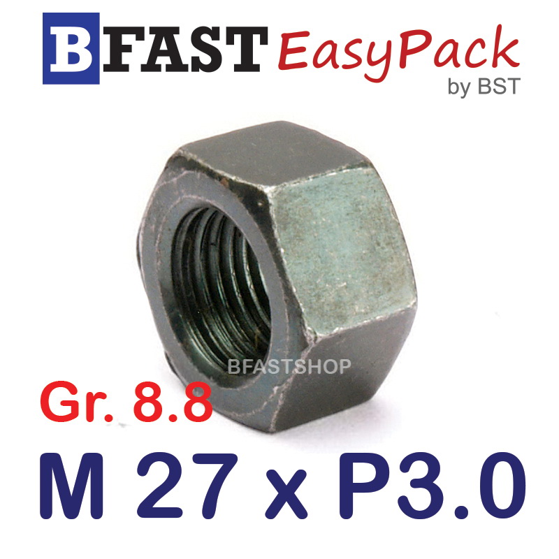 หัวน็อตมิลดำ M27 x P3.0 *เหล็กแข็ง เกรด 8.8* (1 ตัว)