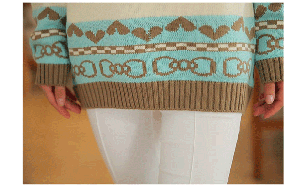 fashion เสื้อกันหนาว สเวตเตอร์ แขนยาว ไหมพรม คอกลม สีเบจ ชมพู ฟ้า น่ารักๆ ใส่เที่ยว ทำงาน