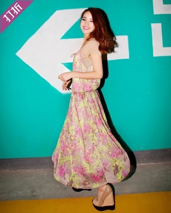 MAXI DRESS ชุดเดรสยาวแฟชั่น 2 ชิ้น ผ้าชีฟอง พื้นสีน้ำตาล ลายเขียว ชมพู ม่วง ใส่ทำงาน ใส่ออกงานได้ น่ารัก ASIA STREET FASHION