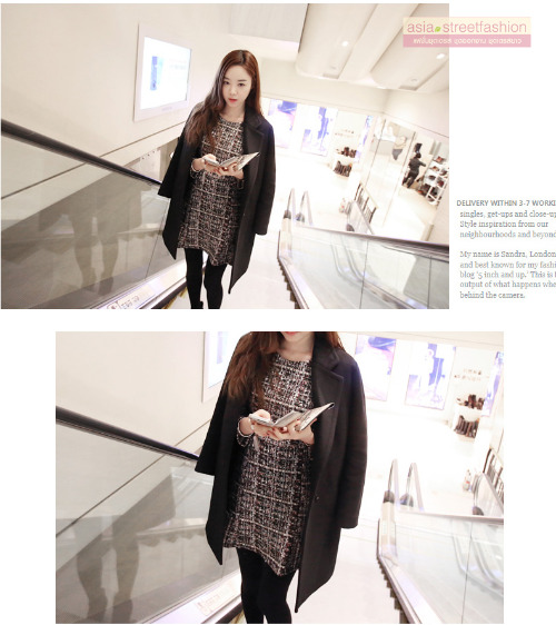 S-4XL เสื้อโค้ทกันหนาว สไตล์เกาหลี ทรงเรียบง่าย ทรงยาว ดูดี ผ้าวูลผสมบุซับในกันลม จะใส่คลุม หรือใส่เป็นโค้ทก้สวยเก๋ พร้อมส่งจ้า BLACK