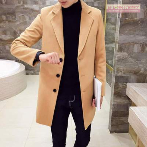 เสื้อโค้ทผู้ชาย สไตล์เกาหลี ทรงคลาสสิค ใส่ง่ายเข้ากับทุกชุด กันหนาวได้ดี พร้อมส่ง สีครีมน้ำตาล