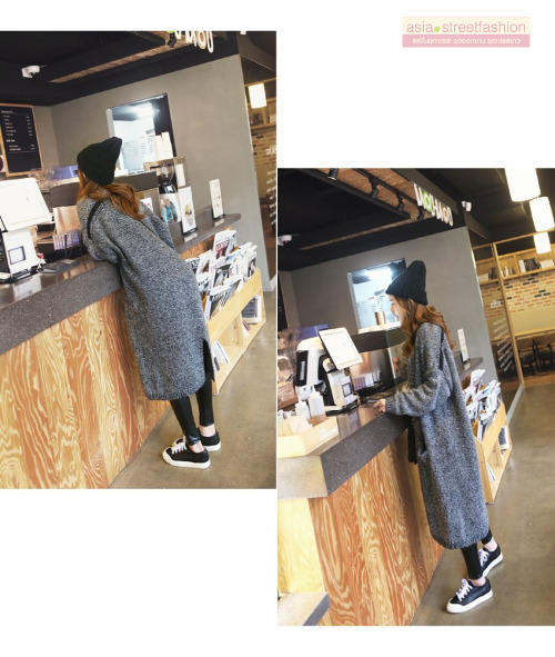เสื้อคลุมกันหนาว ยาว 36 นิ้ว ไหมพรม เกาหลีสุดๆ พร้อมส่ง ดูดีเหมือนแบบ ใครชอบแนวเกาหลีๆ จัดเลยนะคะ GRAY