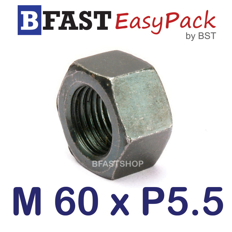 หัวน็อตมิลดำ M60 x P5.5 ขอบ 90 mm. หนา 48 mm. (1 ตัว)