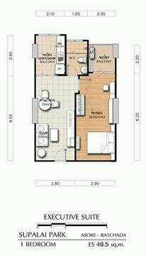 คอนโดศุภาลัยปาร์ค อโศกรัชดา Supalai Park Asoke-Ratchada ห้อง Penthouse (ชั้น29) ขนาด 49.50 ตรม. ห้องชุดเลขที่ 599/553 หันหน้าไปทางทิศเหนือ (ขายเปล่า) ขายราคา 5.5 ล้าน ค่าโอนคนละครึ่ง