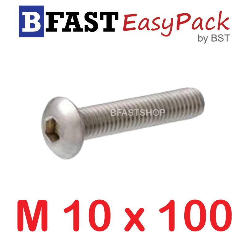 สกรูหัวจมกลมสแตนเลส SUS M10 x 100 ( 1 ตัว/ถุง )