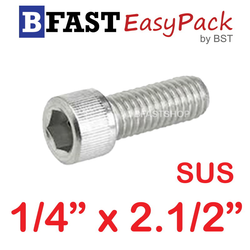 สกรูหัวจมสแตนเลส SUS 1/4" x 2.1/2" (2 ตัว/ถุง)