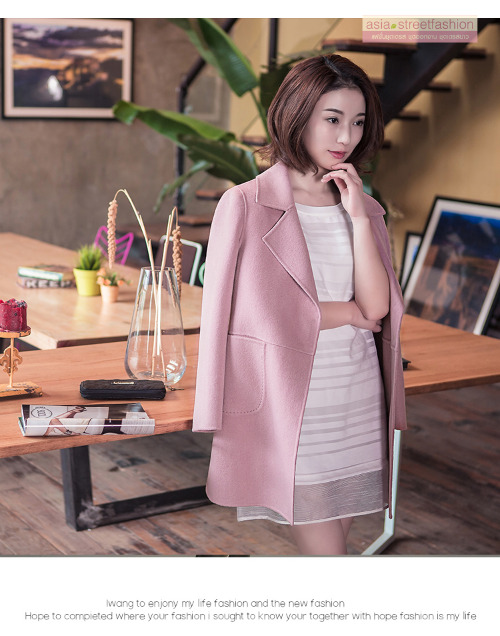 เสื้อโค้ท สไตล์เกาหลี ทรงคลาสสิค ใส่ง่ายเข้ากับทุกชุด กันหนาวได้ดี พร้อมส่ง สีชมพูอ่อน