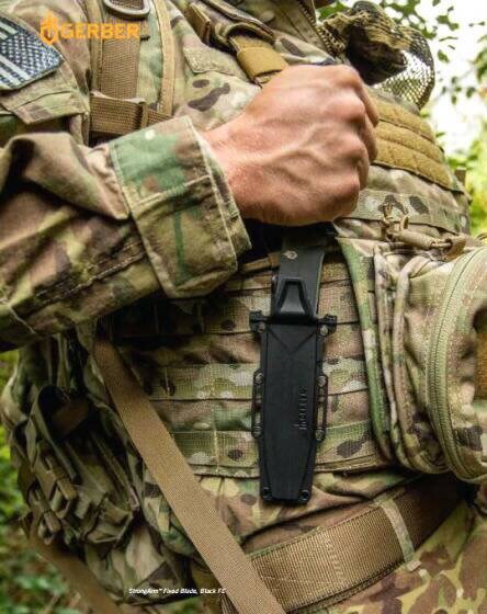 มีดใบตาย Gerber StrongArm Fixed 4.8" Black Combo Blade, Black Glass Filled Nylon Handles - 30-001060N