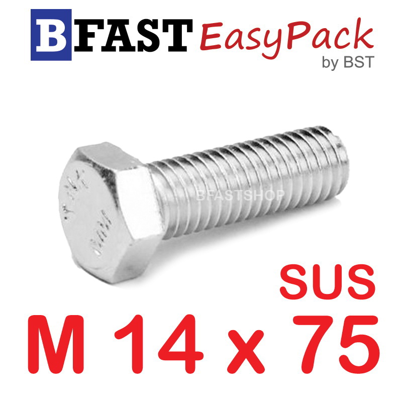 สกรูหัวเหลี่ยมสแตนเลส M14 x 75 (1 ตัว)